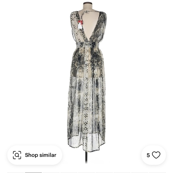 America & Beyond Snakeskin Beach Sheer Coverup Maxi Dress size small - Picture 2 of 10